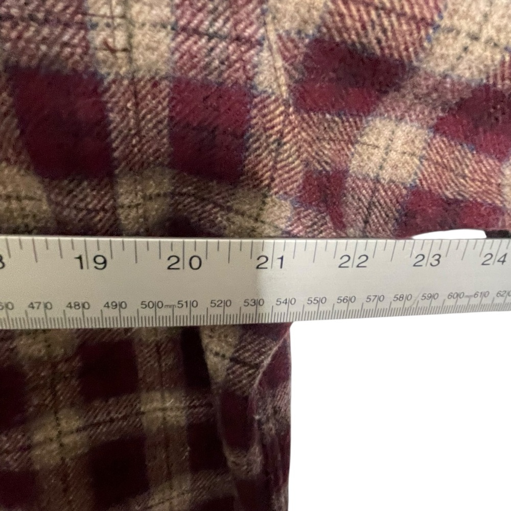 Vintage 80s-2000 Woolrich Burgundy and Cream Heavy Flannel Board Shirt Men’s M - Picture 4 of 7